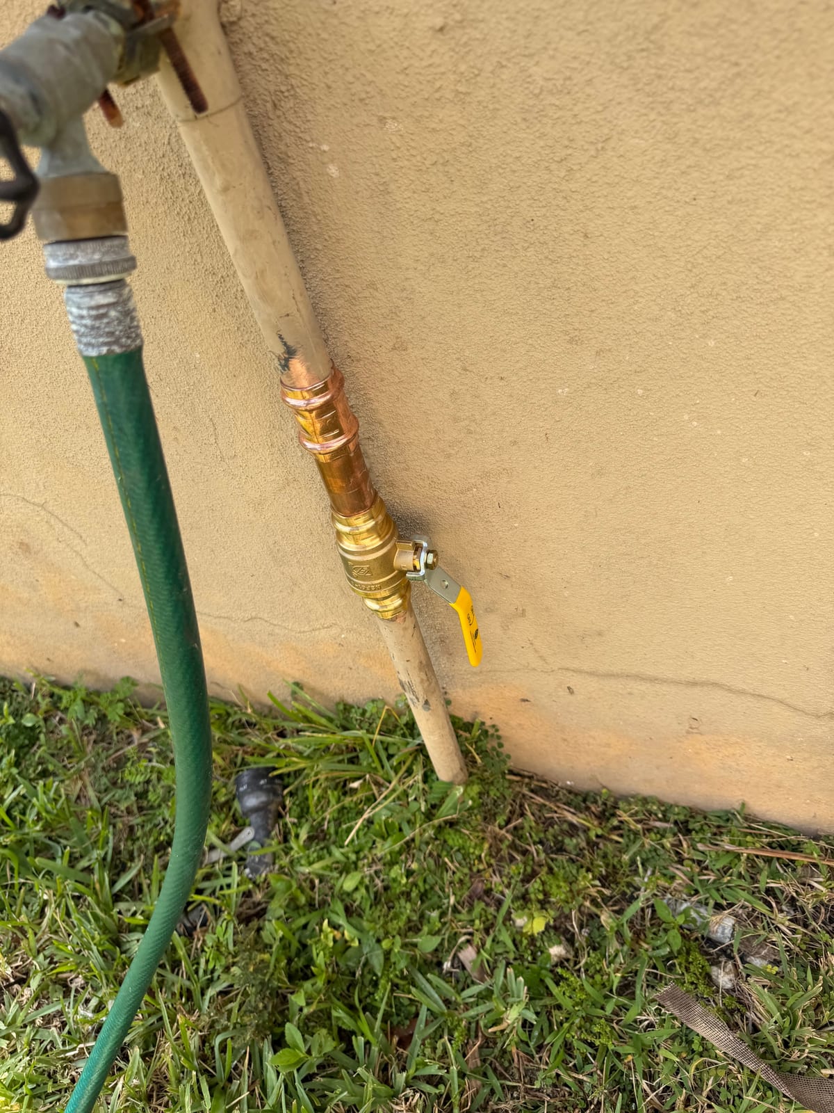 New exterior shutoff and hose bib
